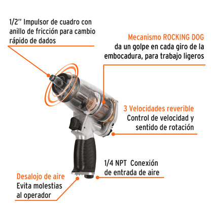 TPN-731EK Pistola de impacto neumática, 1/2" kit