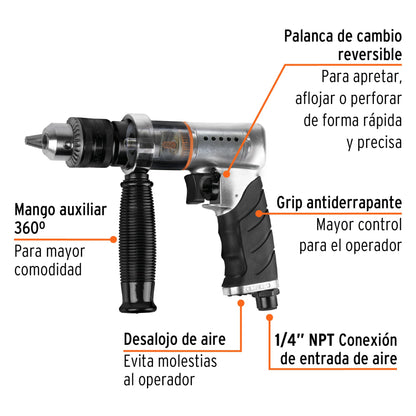 TPN-785HX Taladro neumático reversible, 1/2"