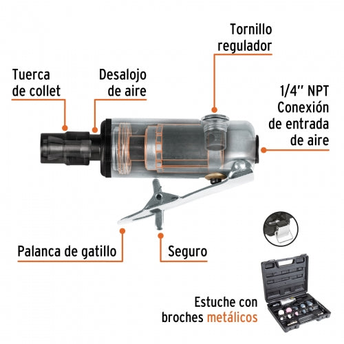 TPN-876K-2 Kit de mini pulidora 1/4" con estuche plástico