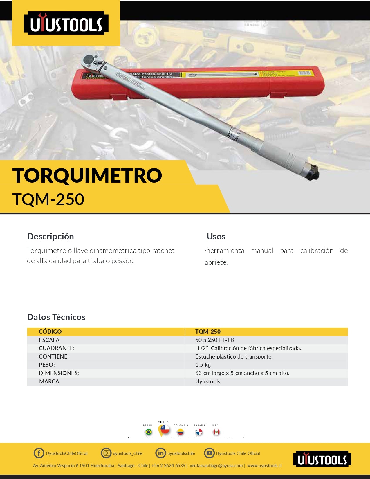 TQM250 Torquimetro 1/2" 250 Lb-ft