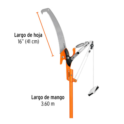 TR-82M-F Cortador doble cuchilla, mango telescópico de fibra de vidrio 3.6m