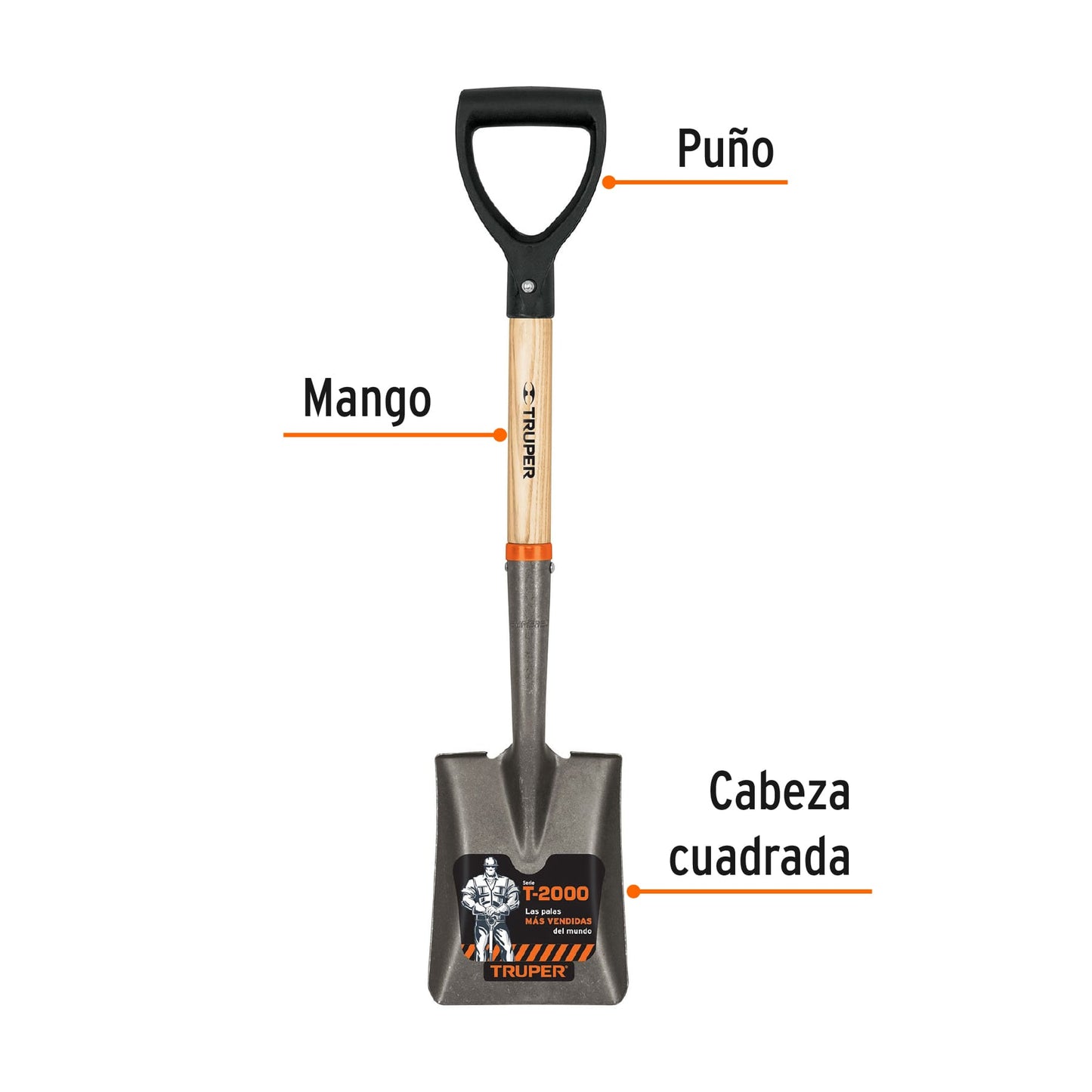 TR-BYC Pala jardinera cuadrada, puño 'd'