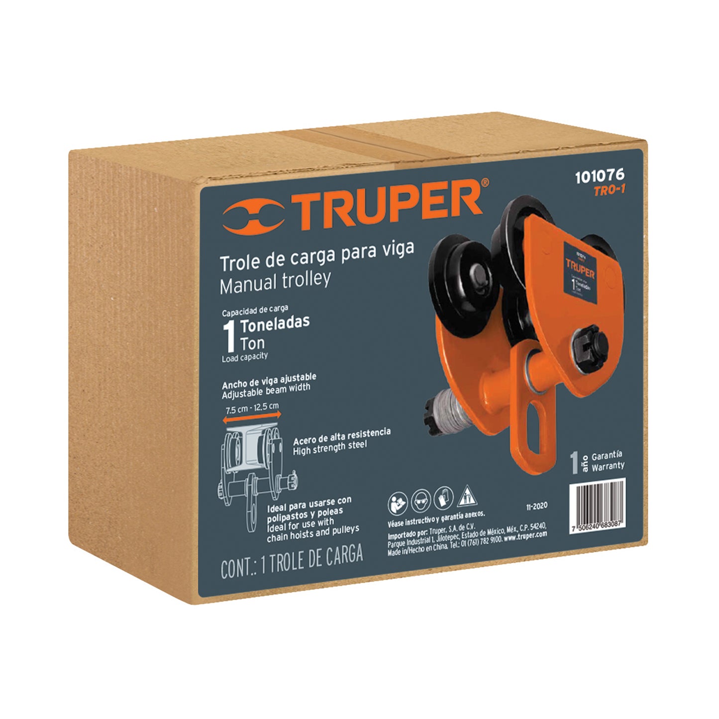 TRO-1 Trole de carga para vigas IPS e IPR, ajustable, 1 Ton