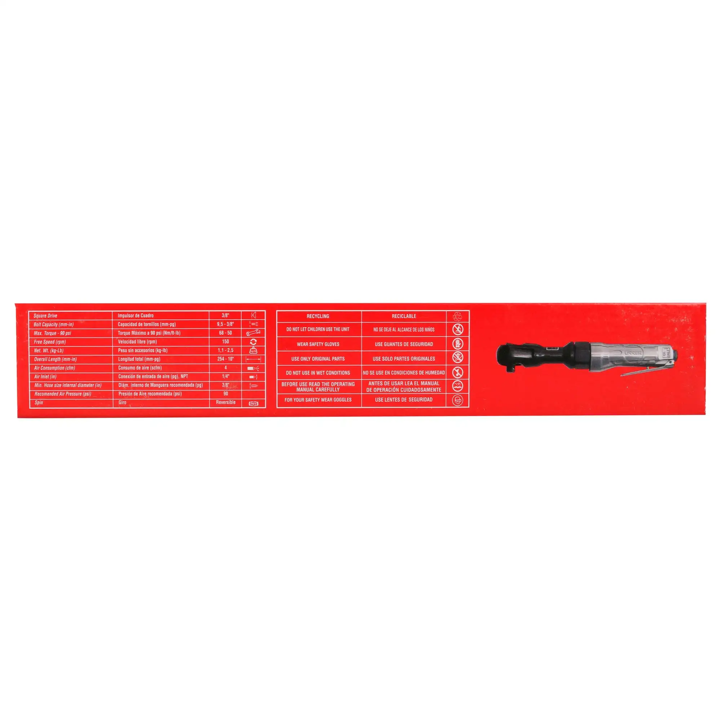 UP886 Ratchet neumático 3/8" 50 ft-lb