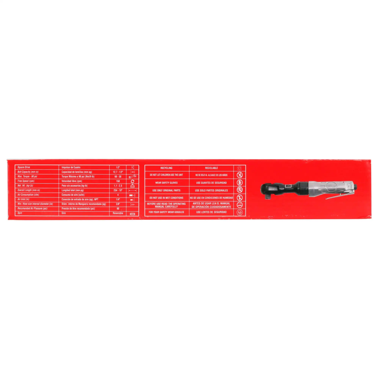UP886H Ratchet neumático 1/2" 50 Lb-ft