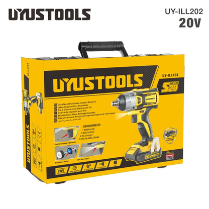 UY-ILL202 Llave de impacto inalámbrica 20V Brushless 1/2" 300 Nm 20V 2 baterías 2A