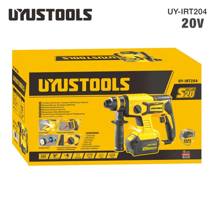 UY-IRT204 Rotomartillo inalámbrico 20V Brushless SDS-plus 28 mm 1.7J 1 batería 4A