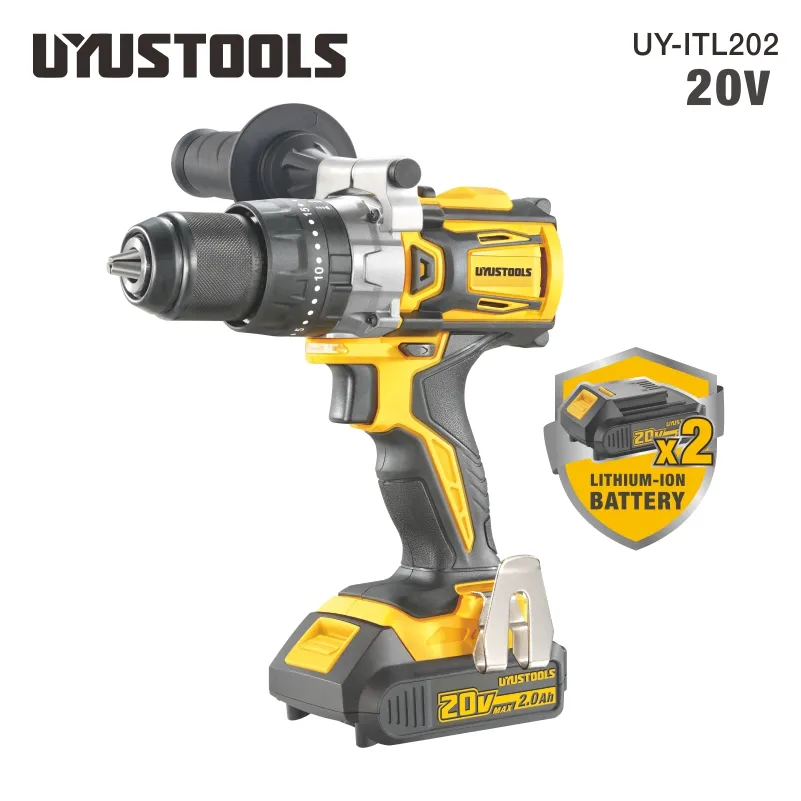 UY-ITL202 Taladro percutor inalámbrico Brushless 13 mm 60Nm 20v 2 baterías 2A