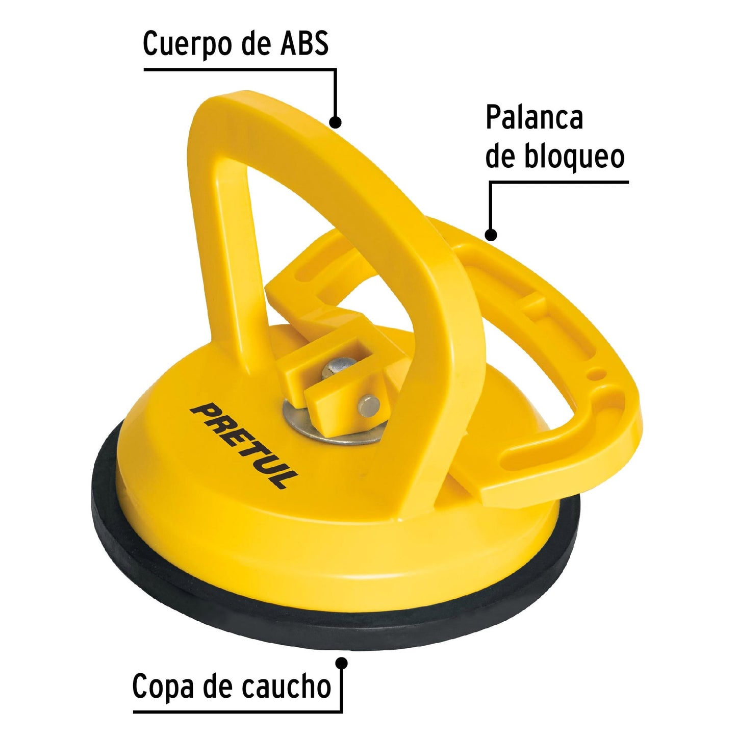 VEVI-1 Ventosa de plástico para vidrio, 1 copa de succión, Pretul