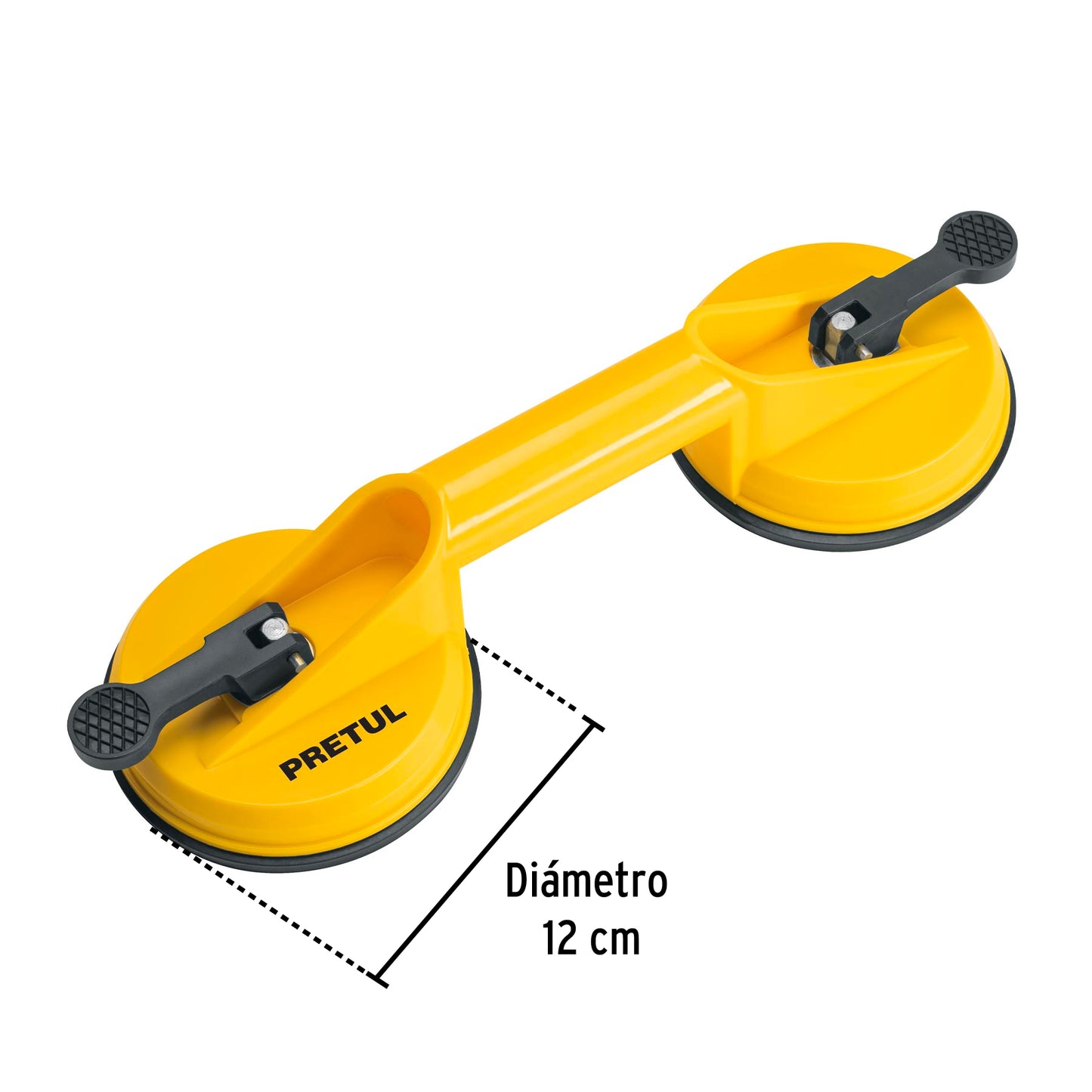 VEVI-2 Ventosa de plástico para vidrio, 2 copas de succión, Pretul