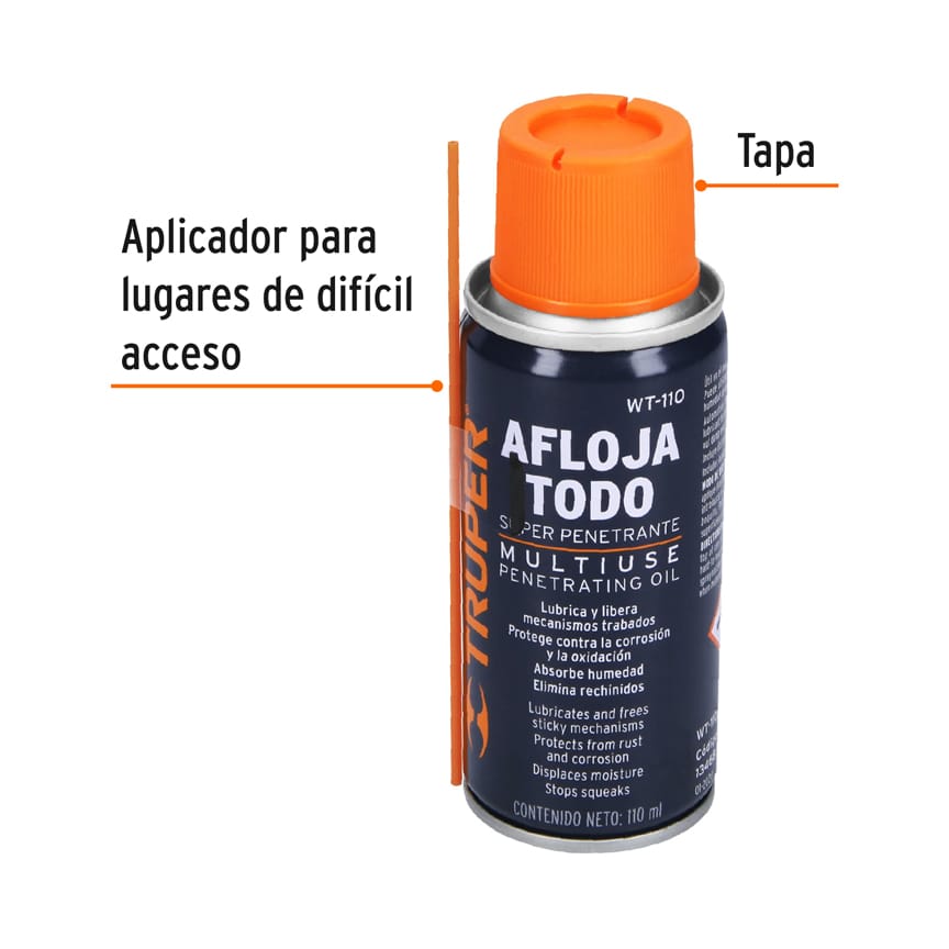 WT-110 Lubricante aflojatodo en aerosol, 110 ml