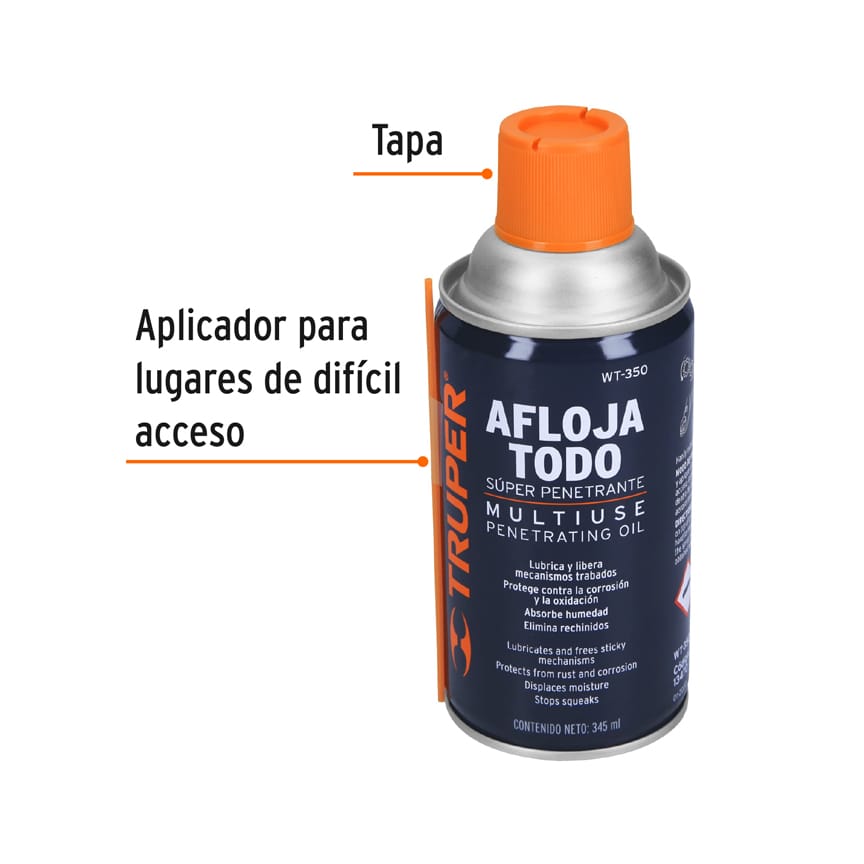 WT-350 Lubricante aflojatodo en aerosol, 345 ml