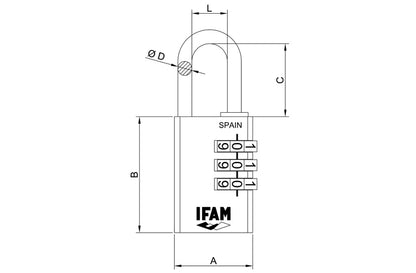 000619 Candado 38 mm de clave 4 diales C40R Serie CR