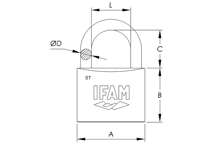 072500ST Candado de acero 25 mm arco normal ST25 Serie Steelus