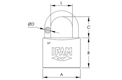 072500ST Candado de acero 25 mm arco normal ST25 Serie Steelus