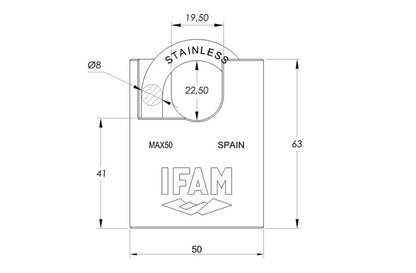 045157n57380 Candado 50 mm con arco y enganche de acero inox, bloque niquelado MAX50 N57380