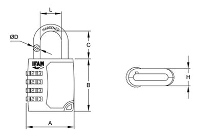 000680 Candado de clave de 3 diales C25S Serie CS