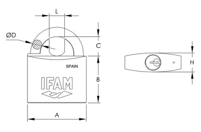 017000 Candado K70 70 mm Serie K