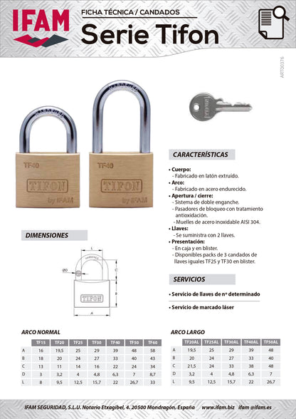076000 Candado 58 mm TF60 Serie Tifon
